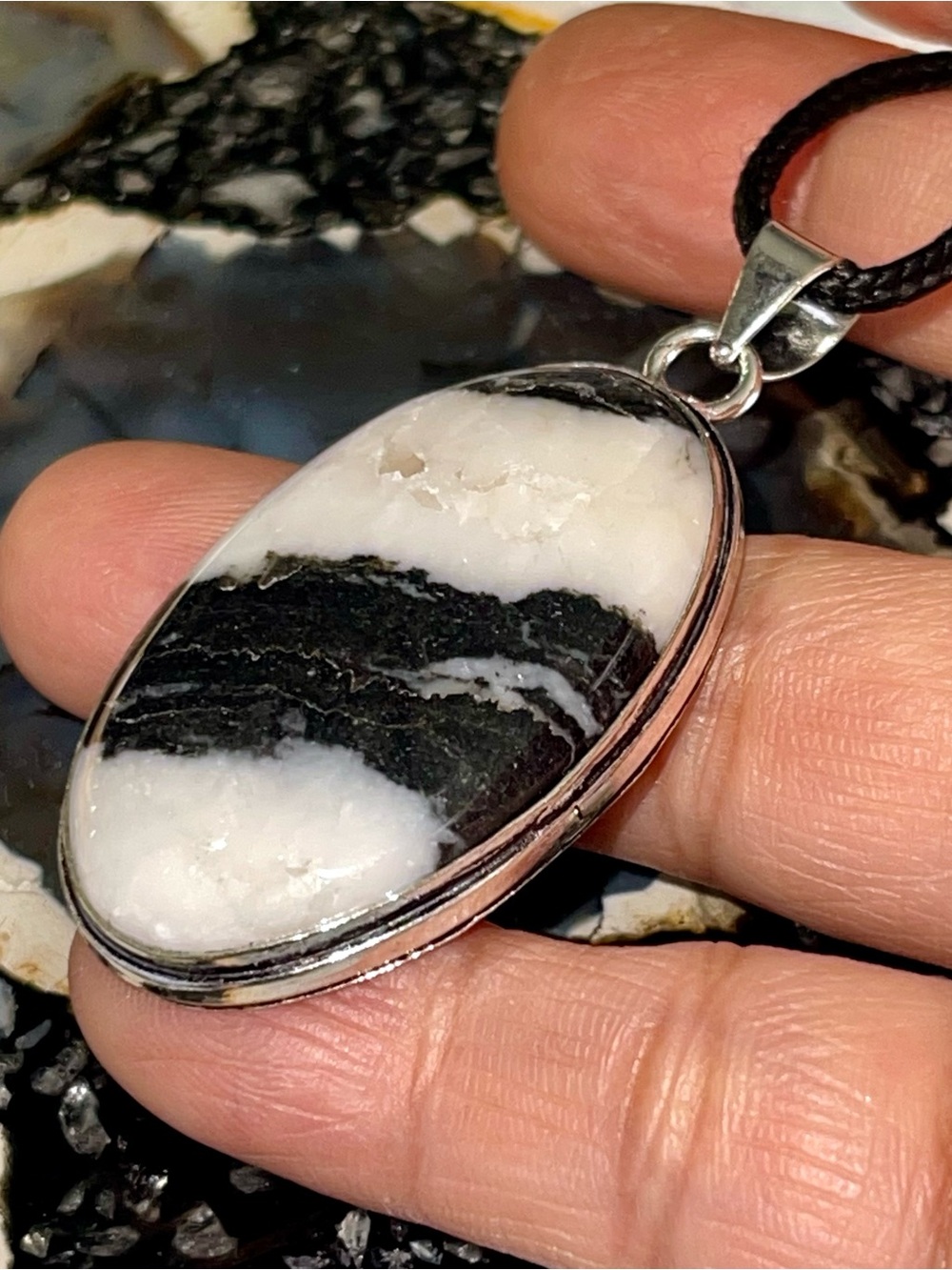 Oval Matrix White Buffalo Turquoise Pendant 2”